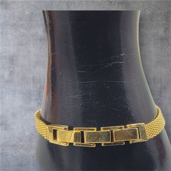 Danbury Mint Marjorie Monogrammed Bracelet 14k Gold Plated Two Diamond 7.5-8.5" - Picture 7 of 16